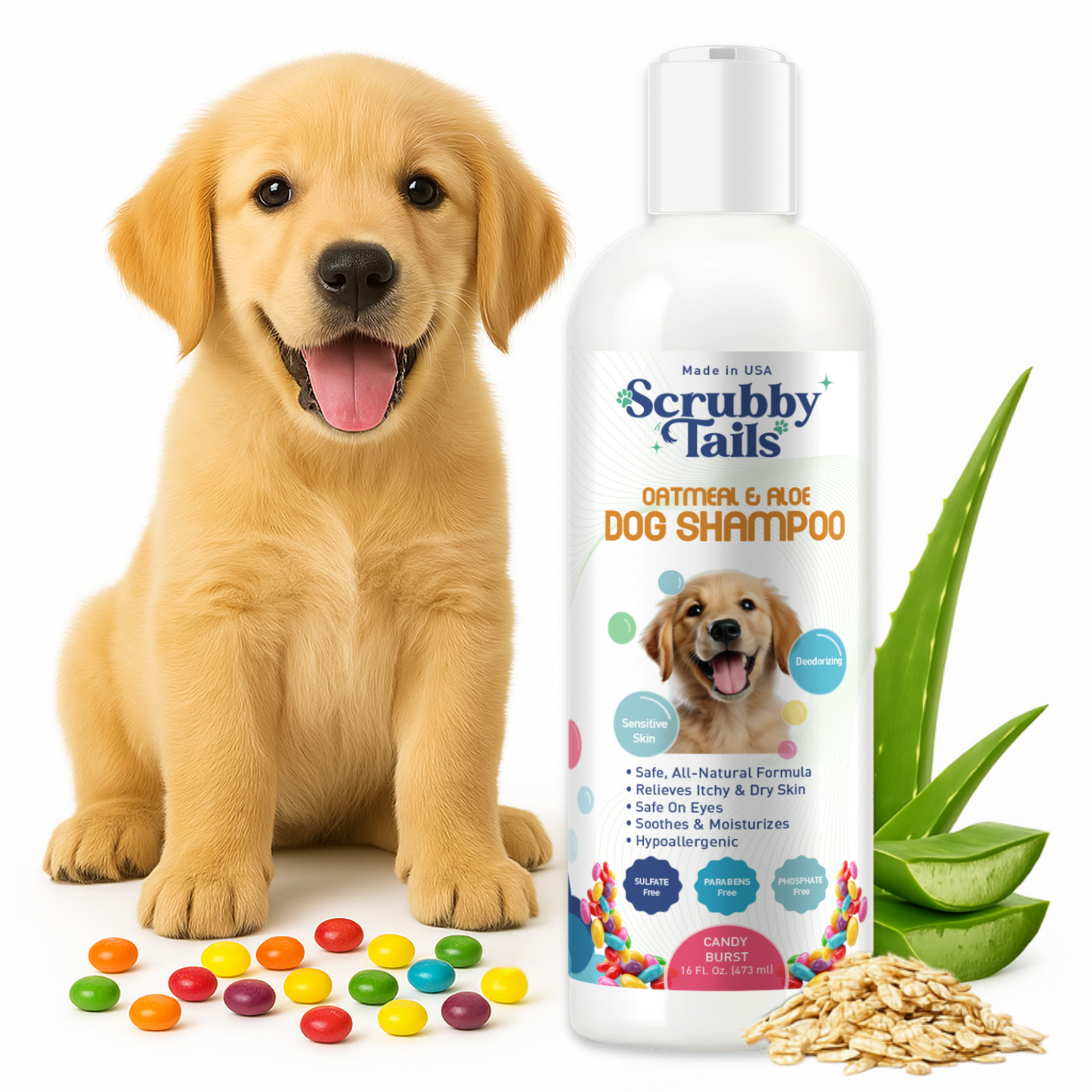 Natural Oatmeal Dog & Puppy Shampoo For Itchy Skin Relief